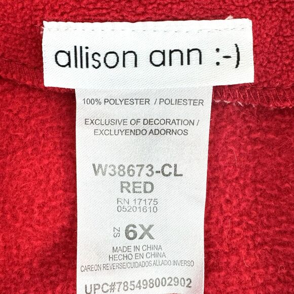 Allison Ann Red Coat 6X Girls Black Cuffs Scottie Dog Front Snap Vintage - Picture 9 of 9